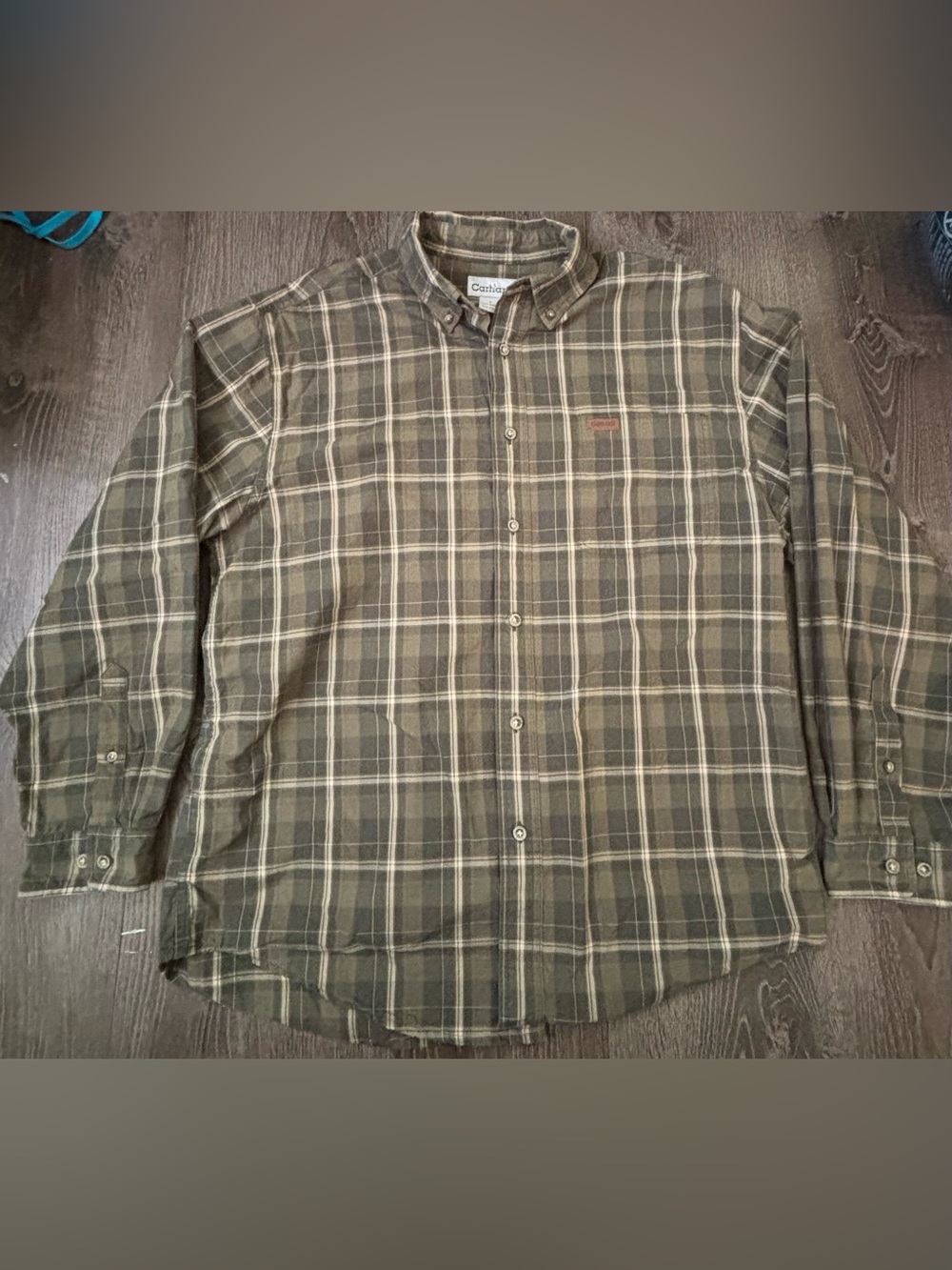 Carhartt Mens Plaid Button Down Shirt Large Long Sleeve Cotton